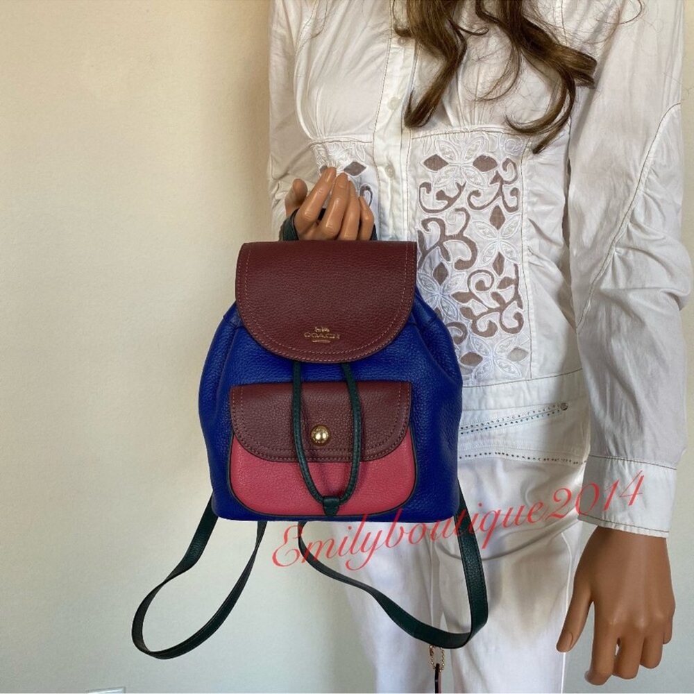 NWT Coach C6815 Pennie Backpack 22 In
Colorblock Sport Blue Multi Leather Bag